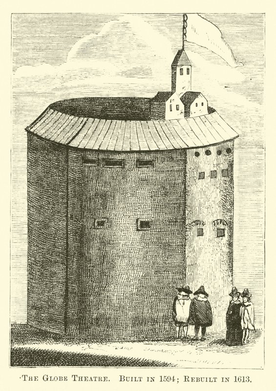 Das Globe Theatre, erbaut 1594; wiederaufgebaut 1613 von English School