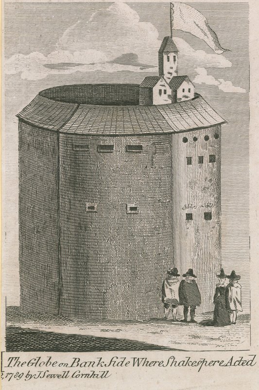Das Globe Theatre am Bankside, London, wo William Shakespeare auftrat von English School