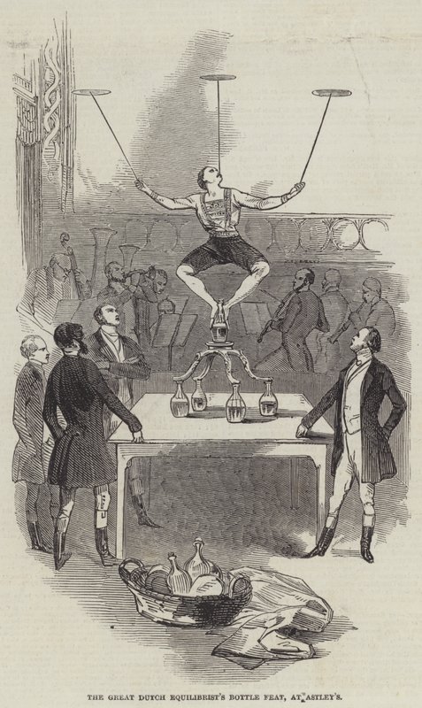 Die Flaschenkunst des großen niederländischen Equilibristen bei Astley