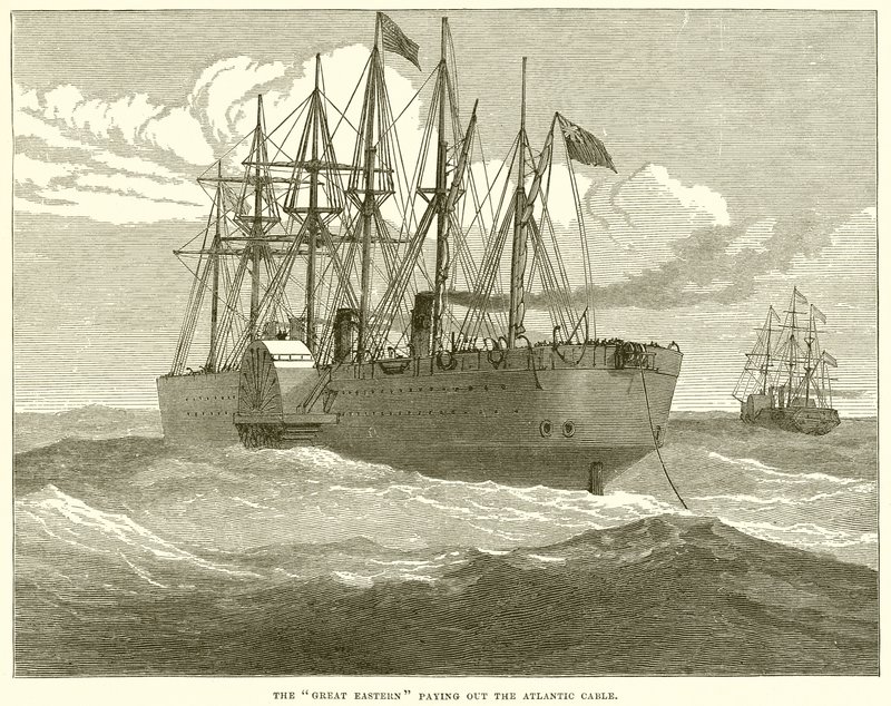 Die Great Eastern verlegt das Atlantikkabel von English School