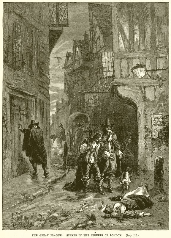 Die Große Pest: Szenen auf den Straßen von London von English School