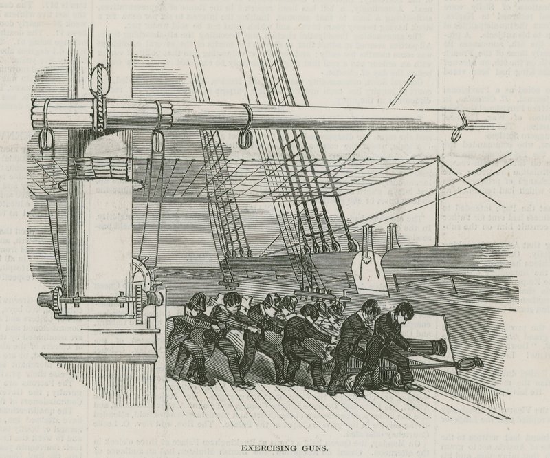 Die Greenwich Royal Hospital Schulen; Übung mit Kanonen von English School