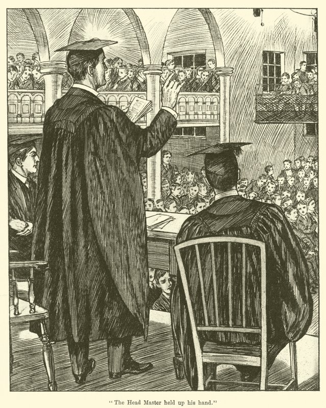 Der Schulleiter hob seine Hand von English School