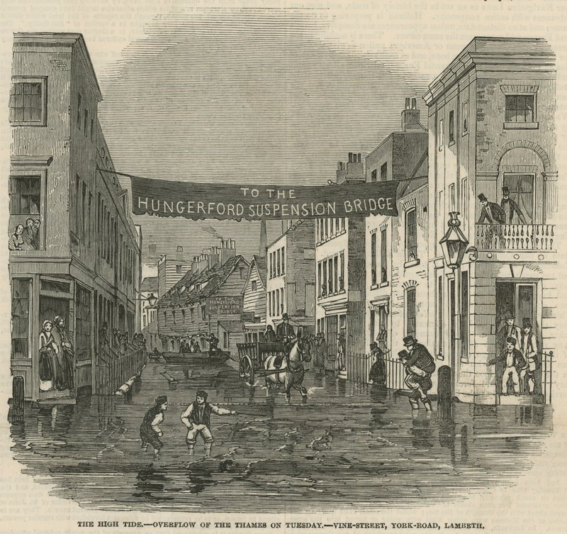 Die Flut: Überlauf der Themse am Dienstag von English School