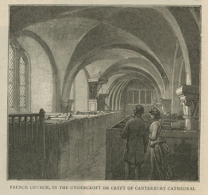 Die Hugenotten in England: Französische Kirche in der Krypta der Kathedrale von Canterbury von English School