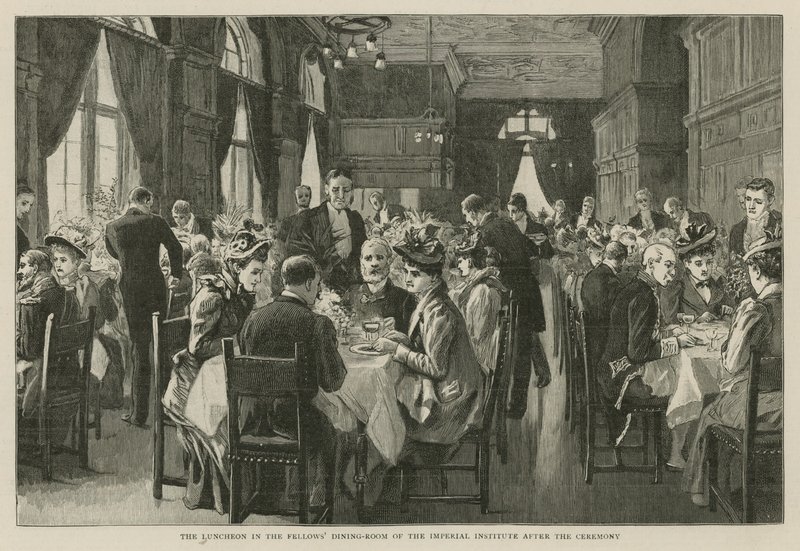 Das Imperial Institute: Das Mittagessen im Speisesaal der Fellows nach der Zeremonie von English School