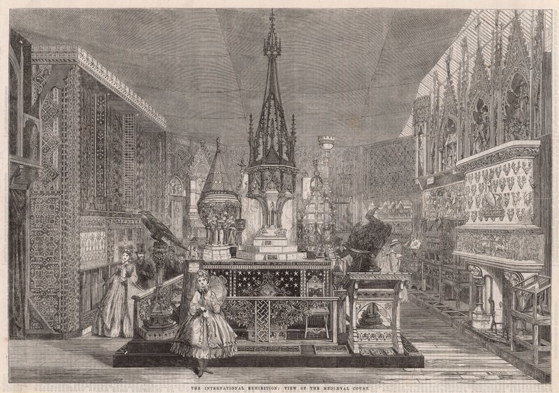 Die Internationale Ausstellung; Ansicht des Mittelalterlichen Hofes von English School