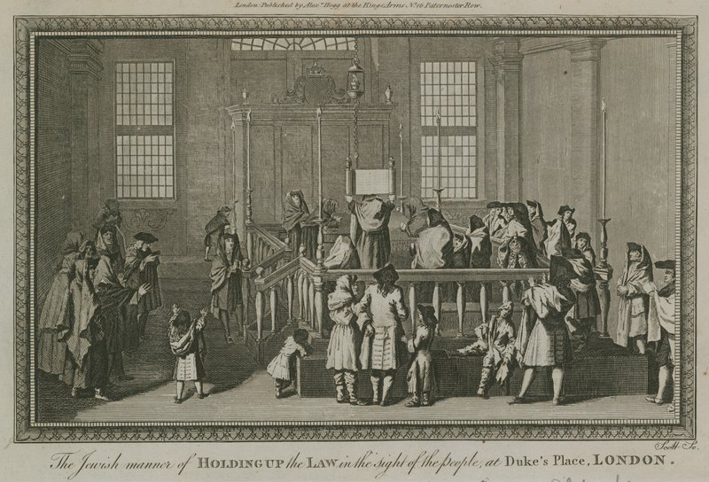 Die jüdische Art, das Gesetz vor den Augen des Volkes in Dukes Place, London zu halten von English School