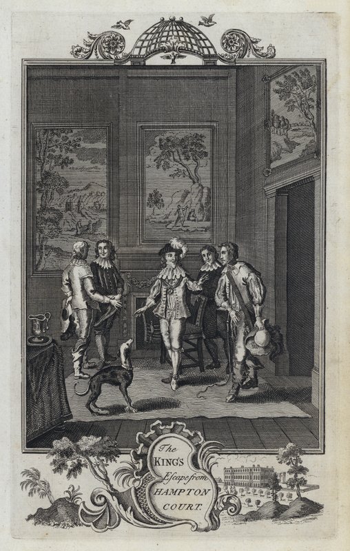 Die Flucht des Königs aus Hampton Court (Gravur) von English School