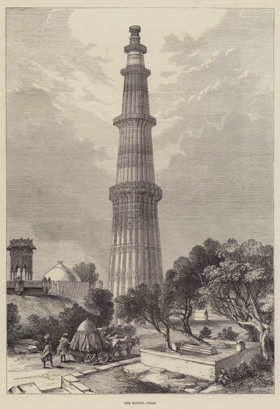 Der Kootub, Delhi (Stich) von English School