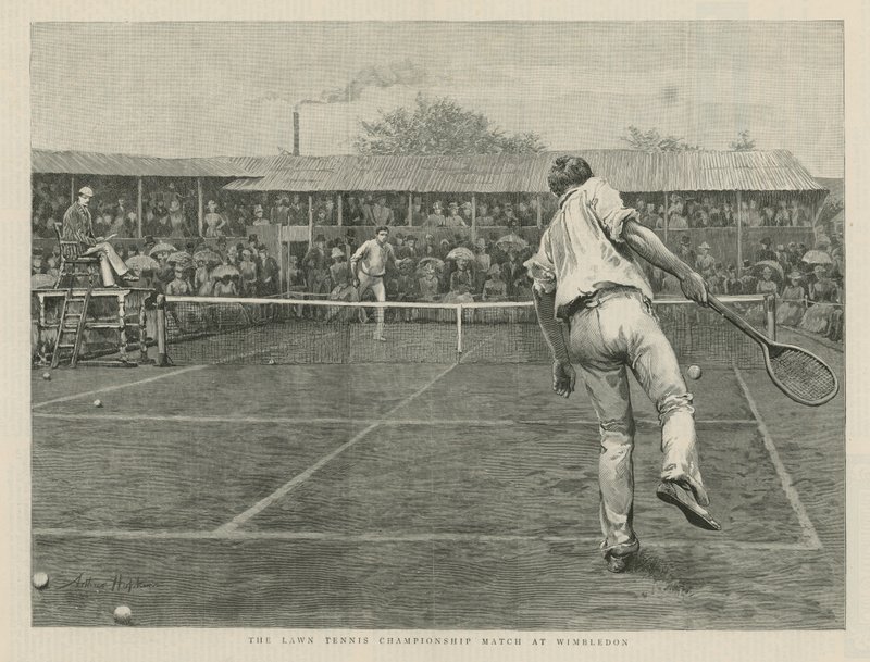 Das Lawn-Tennis-Meisterschaftsspiel in Wimbledon von English School