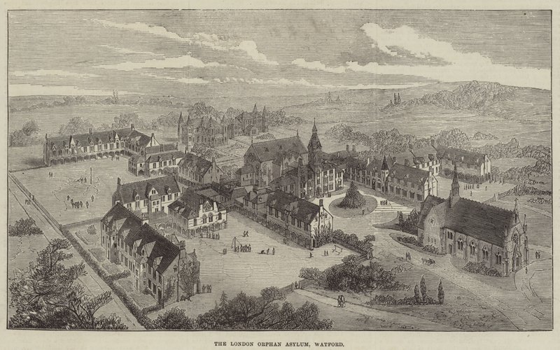 Das Londoner Waisenhaus, Watford (Gravur) von English School