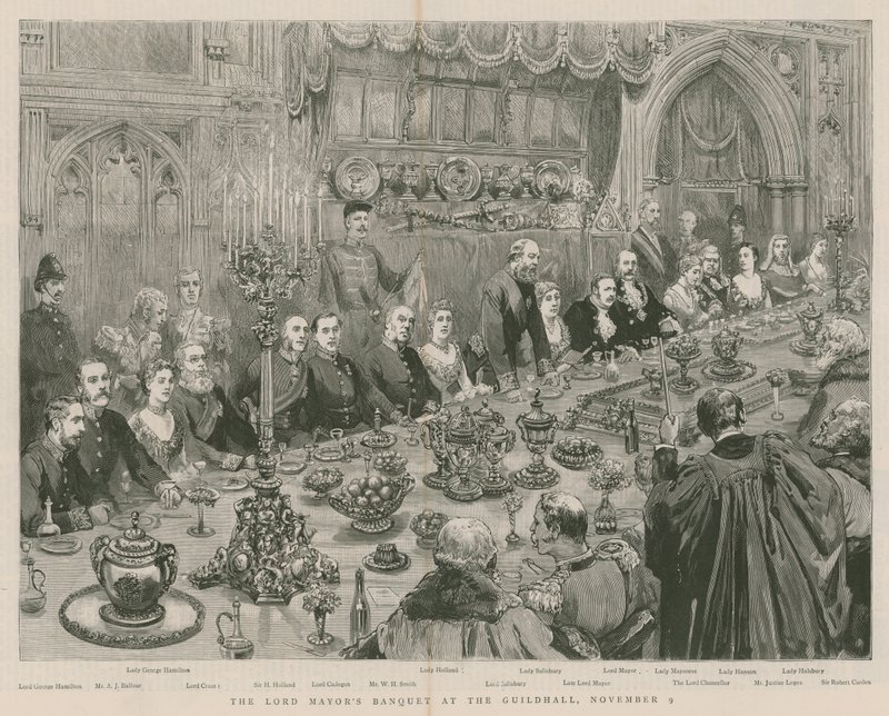 Das Bankett des Lord Mayor in der Guildhall, London, 9. November 1887 von English School