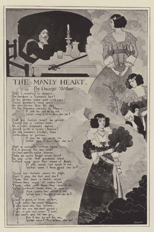 Das männliche Herz, von George Wither (Lithografie) von English School