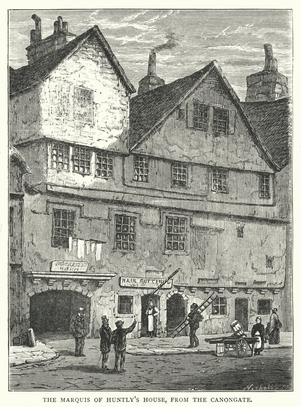Das Haus des Marquis von Huntly, von der Canongate (Stich) von English School
