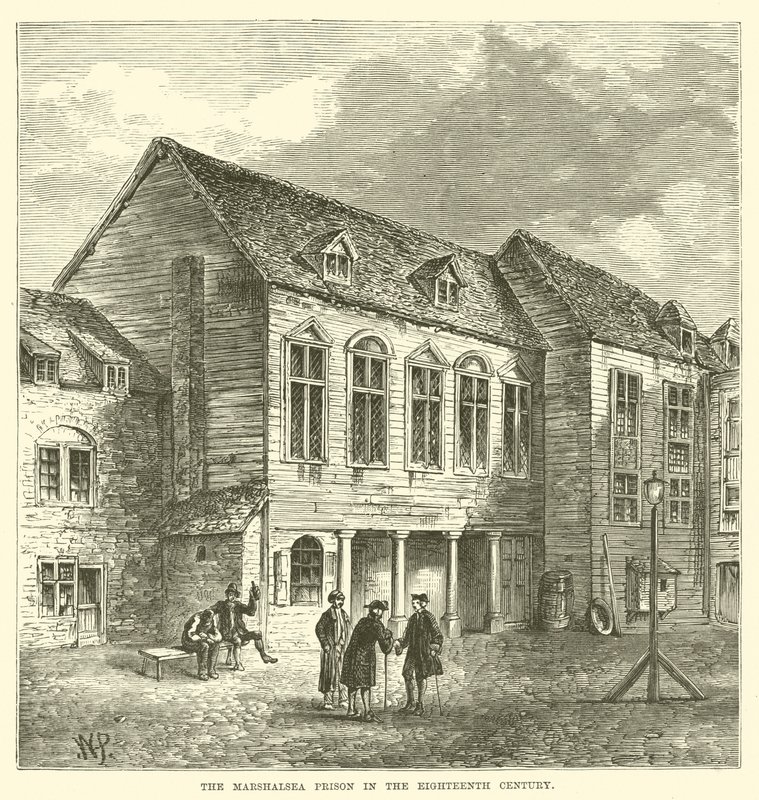 Das Marshalsea-Gefängnis im achtzehnten Jahrhundert von English School