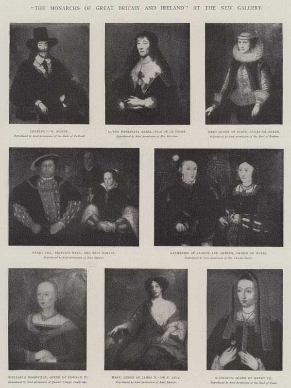 Die Monarchen von Großbritannien und Irland in der New Gallery von English School