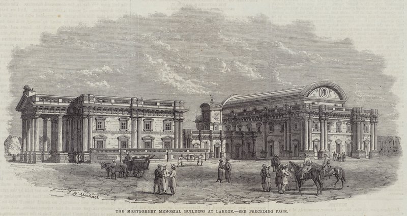Das Montgomery-Gedenkgebäude in Lahore (Stich) von English School
