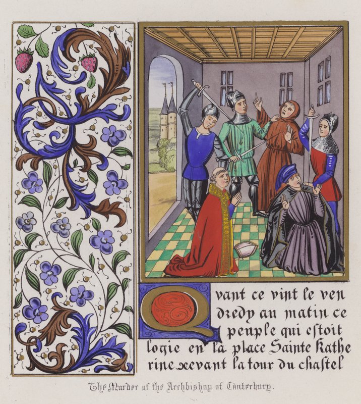 Der Mord am Erzbischof von Canterbury (farbige Gravur) von English School