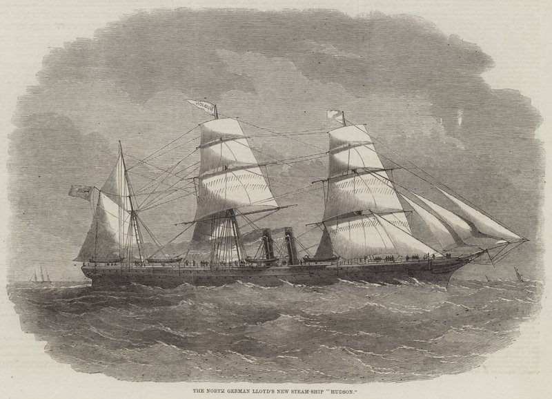 Das neue Dampfschiff "Hudson" des Norddeutschen Lloyd von English School