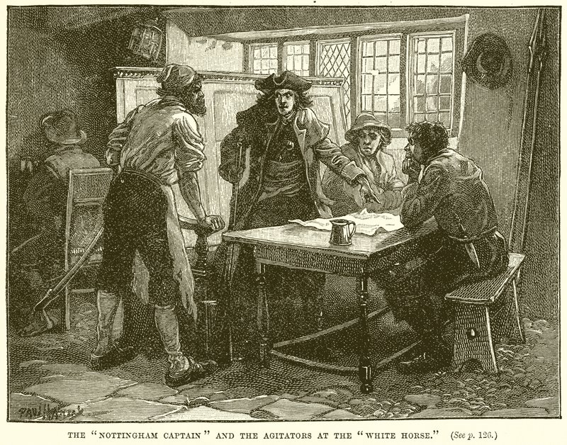 Der Nottingham-Kapitän und die Agitatoren im Weißen Pferd von English School