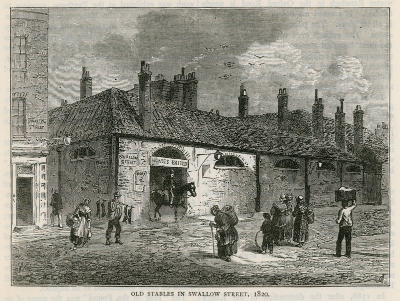 Die alten Ställe in der Swallow Street, London von English School