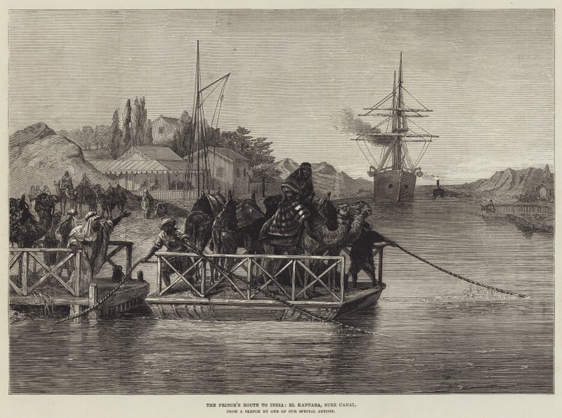 Die Route des Prinzen nach Indien, El Kantara, Suezkanal (Stich) von English School