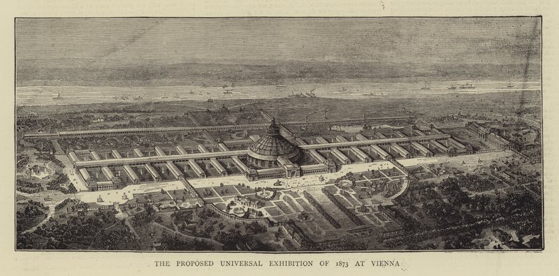 Die vorgeschlagene Weltausstellung 1873 in Wien (Stich) von English School