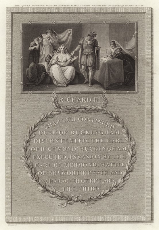 Die Königinwitwe stellt sich und ihre Töchter unter den Schutz von Richard III von English School