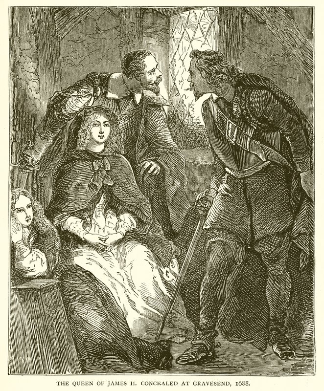 Die Königin von Jakob II. versteckt sich in Gravesend, 1688 von English School