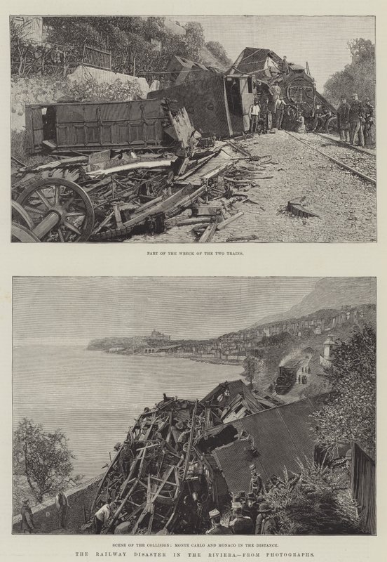 Das Eisenbahnunglück an der Riviera (Stich) von English School