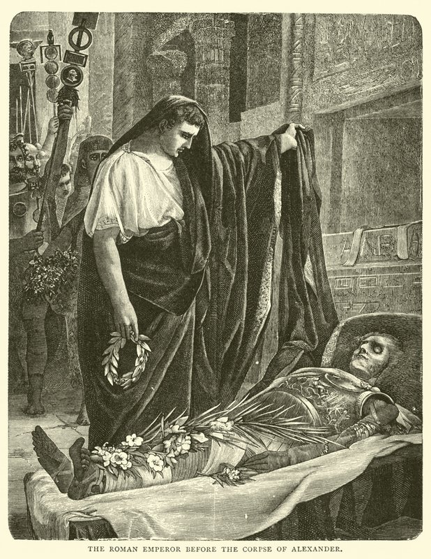 Der römische Kaiser vor der Leiche Alexanders von English School