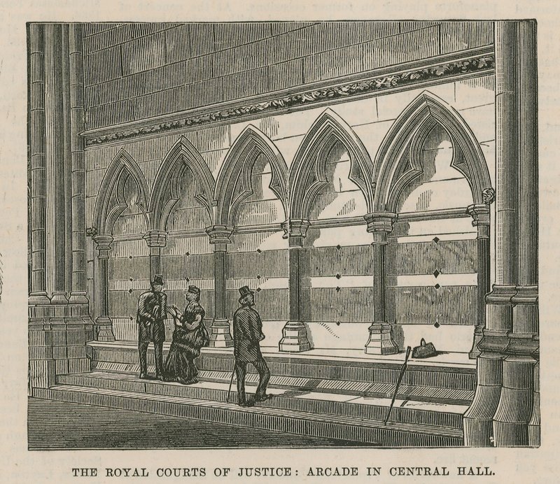 Die Royal Courts of Justice: Arkade in der Zentralhalle von English School