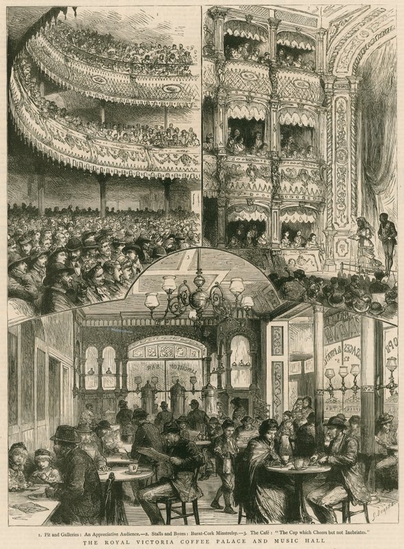 Das Royal Victoria Coffee Palace und Musikhalle, London von English School