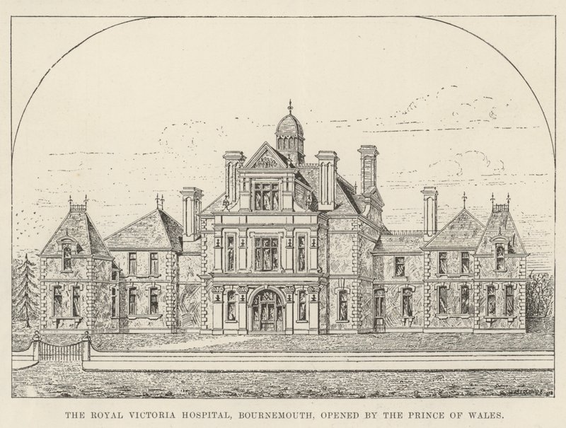 Das Royal Victoria Hospital, Bournemouth, eröffnet vom Prinzen von Wales (Gravur) von English School