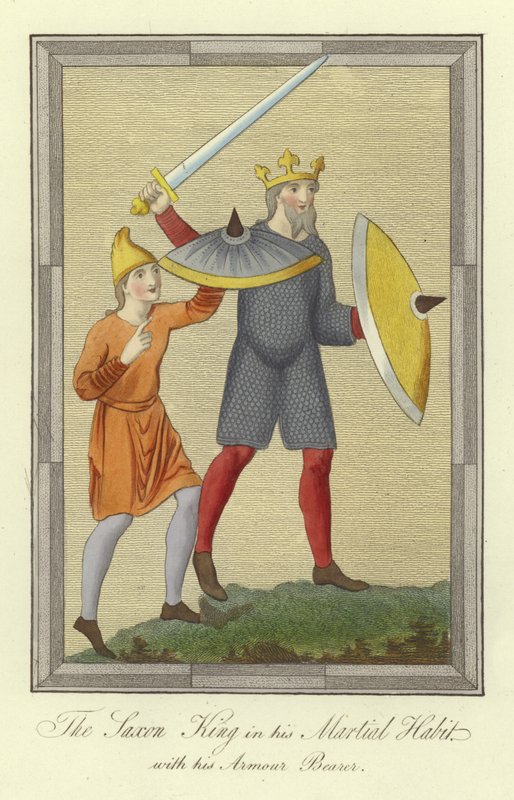 Der sächsische König in seiner kriegerischen Tracht mit seinem Waffenmeister von English School