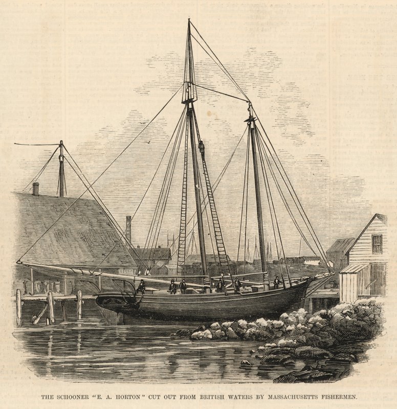 Die Schoner E A Horton von Massachusetts-Fischern aus britischen Gewässern herausgeschnitten von English School