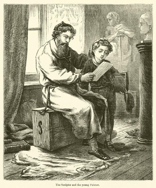Der Bildhauer und der junge Maler von English School