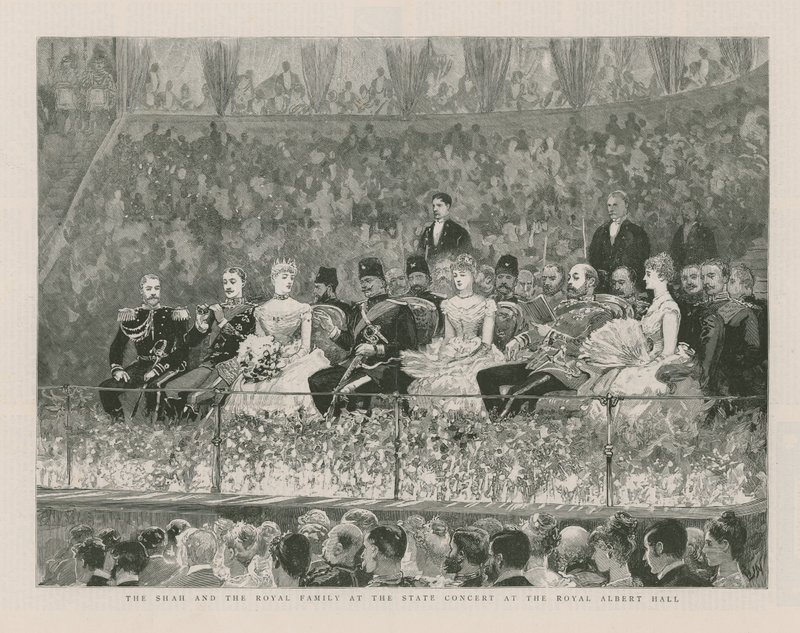 Der Schah und die königliche Familie beim Staatskonzert in der Royal Albert Hall von English School