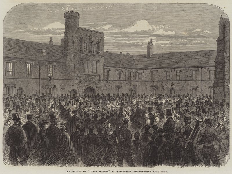 Das Singen von "Dulce Domum" am Winchester College (Stich) von English School