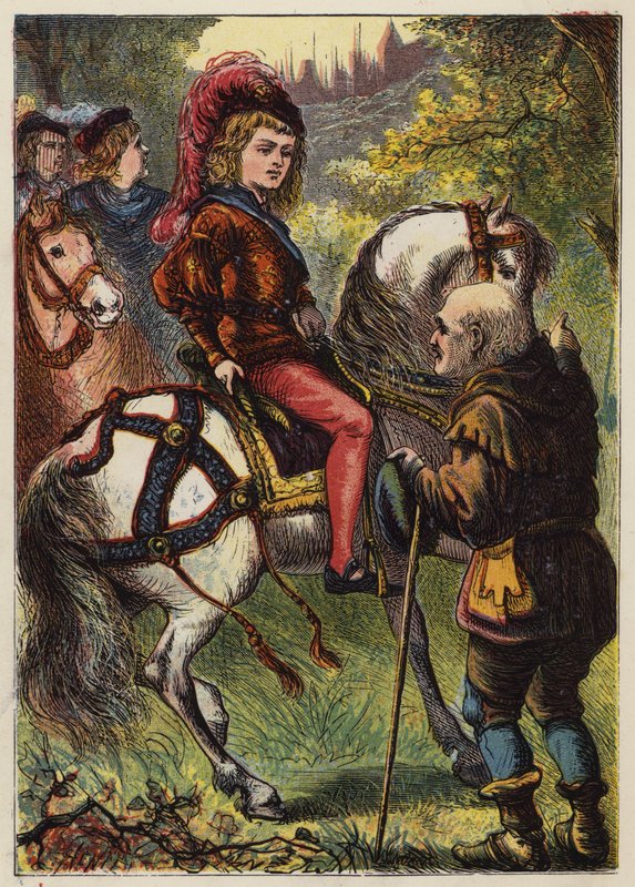 Dornröschen im Wald (Farblithografie) von English School