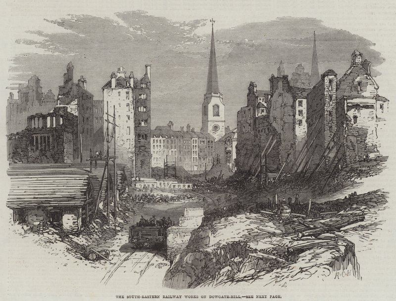 Die South-Eastern Railway Arbeiten auf Dowgate-Hill (Stich) von English School
