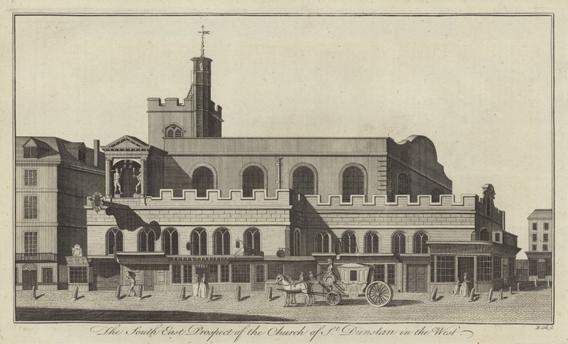 Südostansicht der Kirche St Dunstan in the West, London von English School