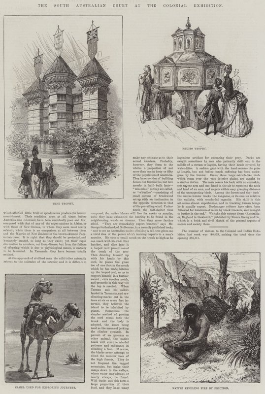 Der südaustralische Hof auf der Kolonialausstellung (Stich) von English School