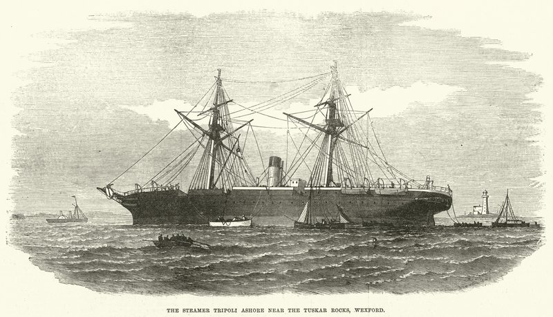 Der Dampfer Tripoli gestrandet nahe den Tuskar Rocks, Wexford von English School