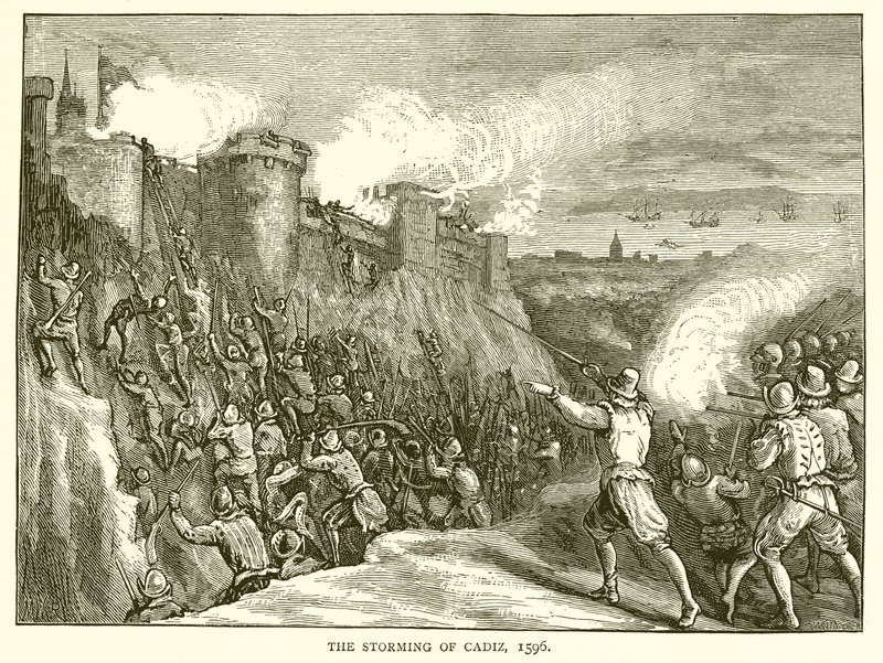 Der Sturm auf Cádiz, 1596 von English School