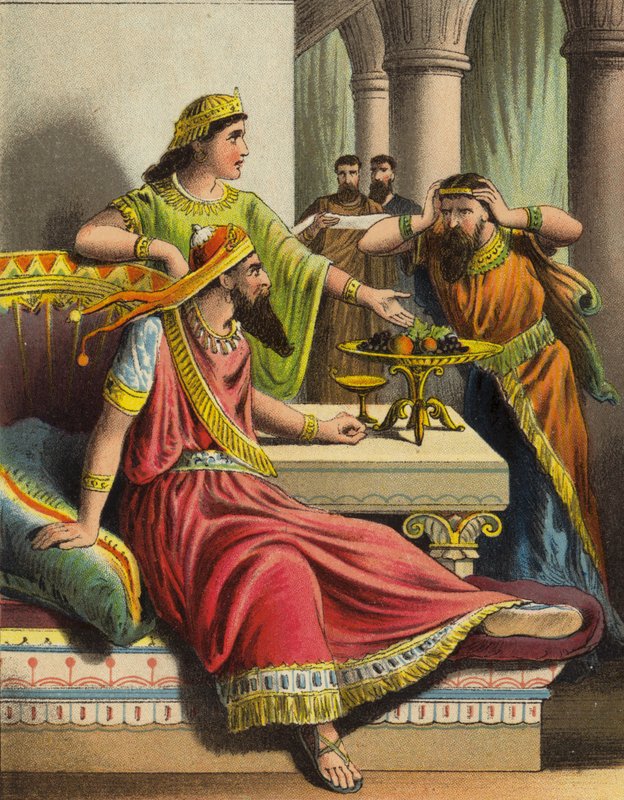 Die Geschichte von Königin Esther: Esther beschuldigt Haman von English School