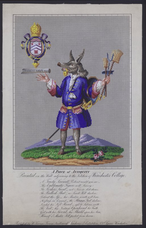 Der treue Diener, gemalt an der Wand neben der Küche des Winchester College, Hampshire, von dem englischen Dichter John Hoskins im Jahr 1579 von English School