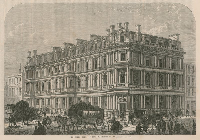 Die Union Bank of London in der Chancery Lane von English School