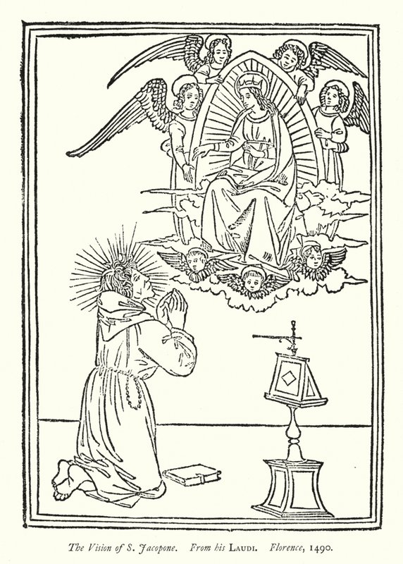 Die Vision des S. Jacopone, aus seinen Laudi, Florenz von English School